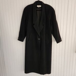 KRISTEN BLAKE Vintage Black Wool Cashmere Blend Essential Trench Coat size 10